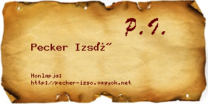 Pecker Izsó névjegykártya